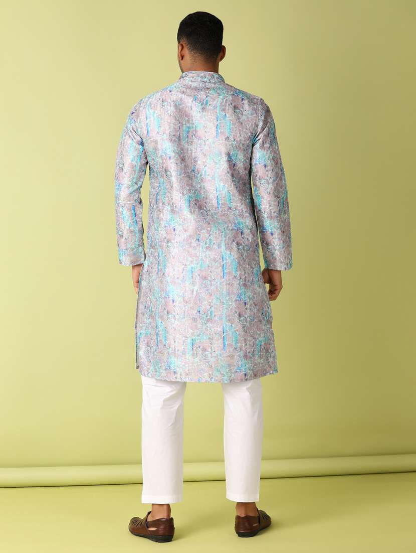 men printed detailed kurta & pyjama set - 21494476 - Standard Image - 2