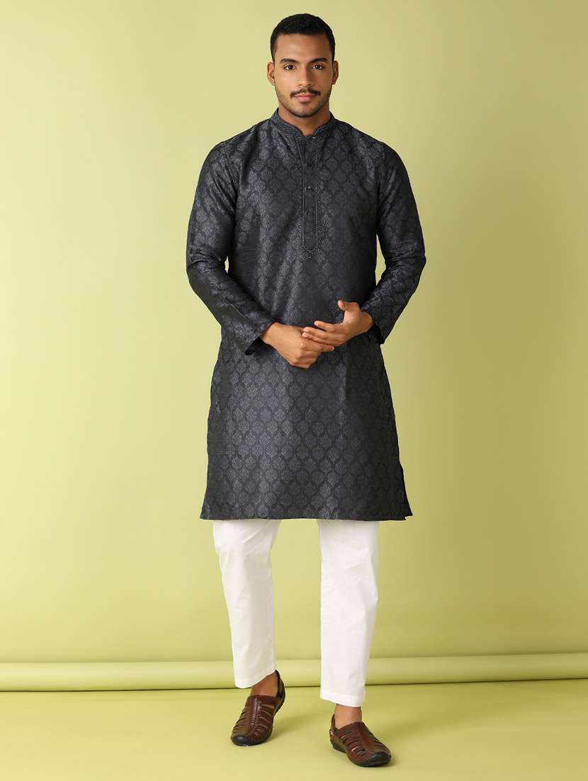 men printed kurta pyjama ethnic wear set