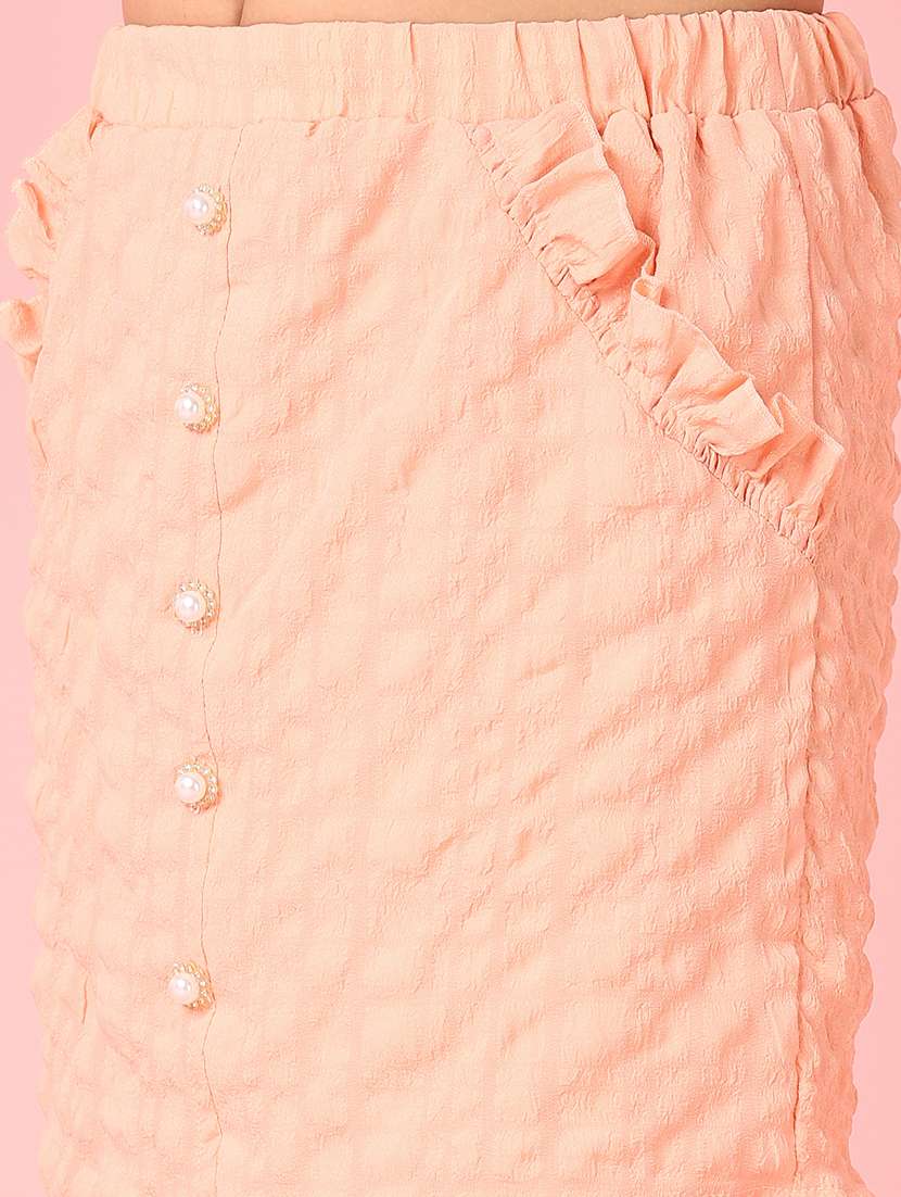 girls peach solid a-line skirt - 21494479 -  Standard Image - 2