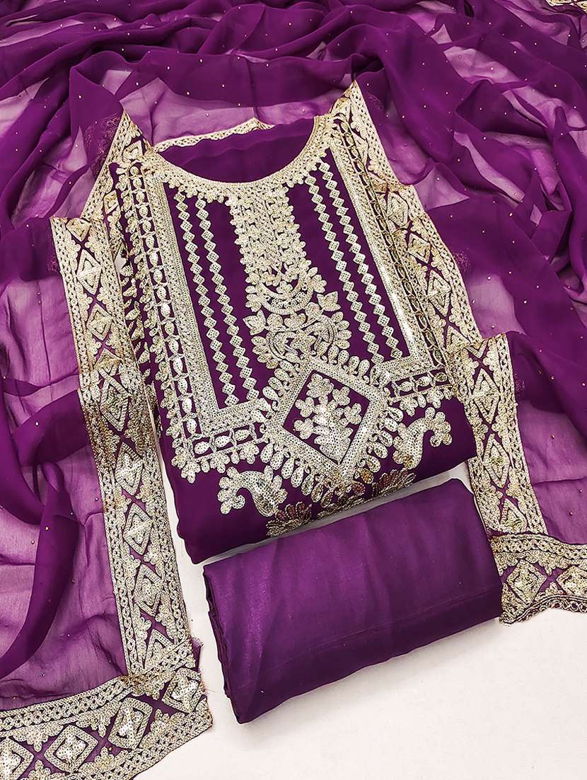 women embroidered unstitched suit set