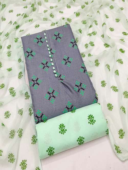 women grey printed unstitched suits - 21494627 - Standard Image - 0