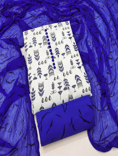 women white printed unstitched suits - 21494630 - Standard Image - 0