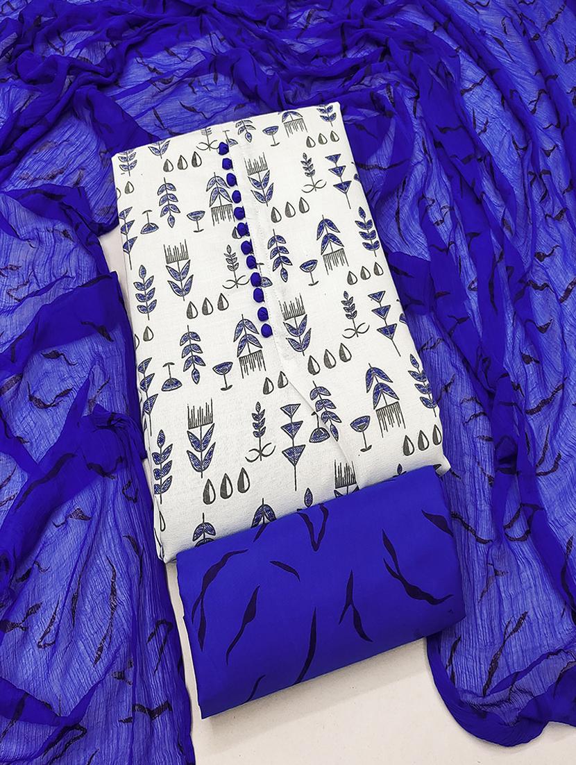 women white printed unstitched suits - 21494630 - Zoom Image - 0