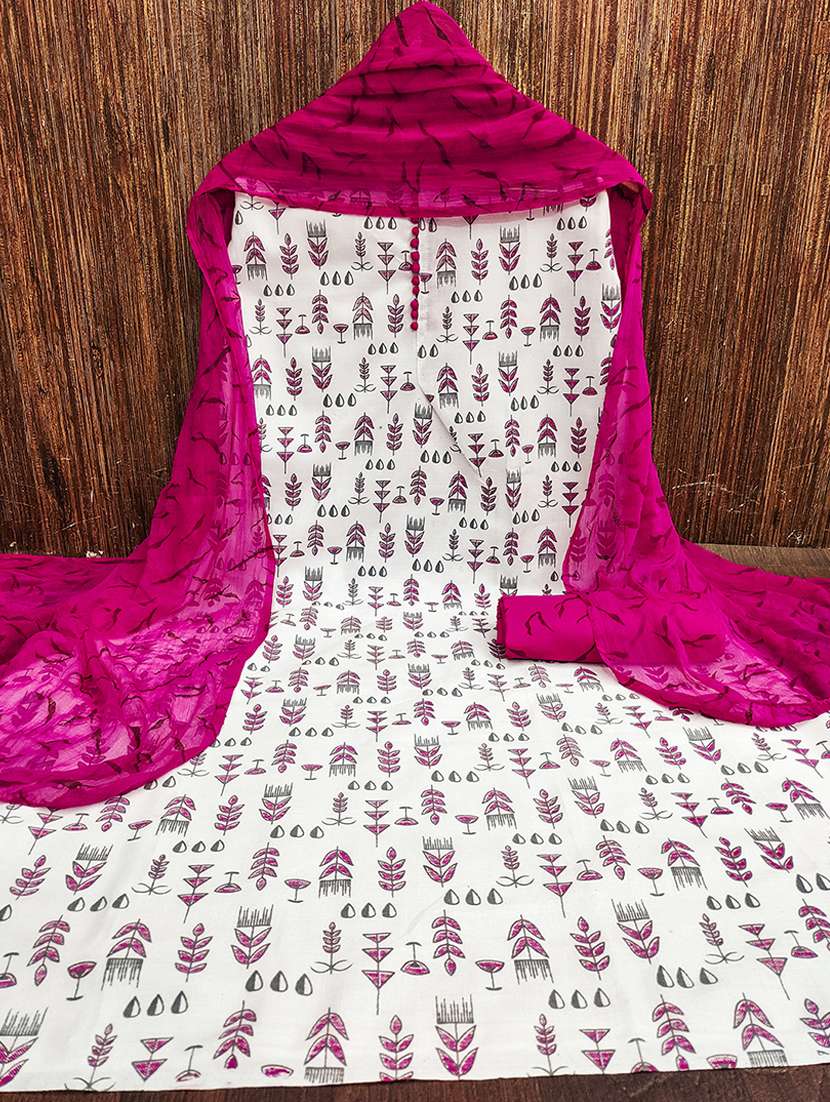 women white printed unstitched suits - 21494633 -  Standard Image - 2