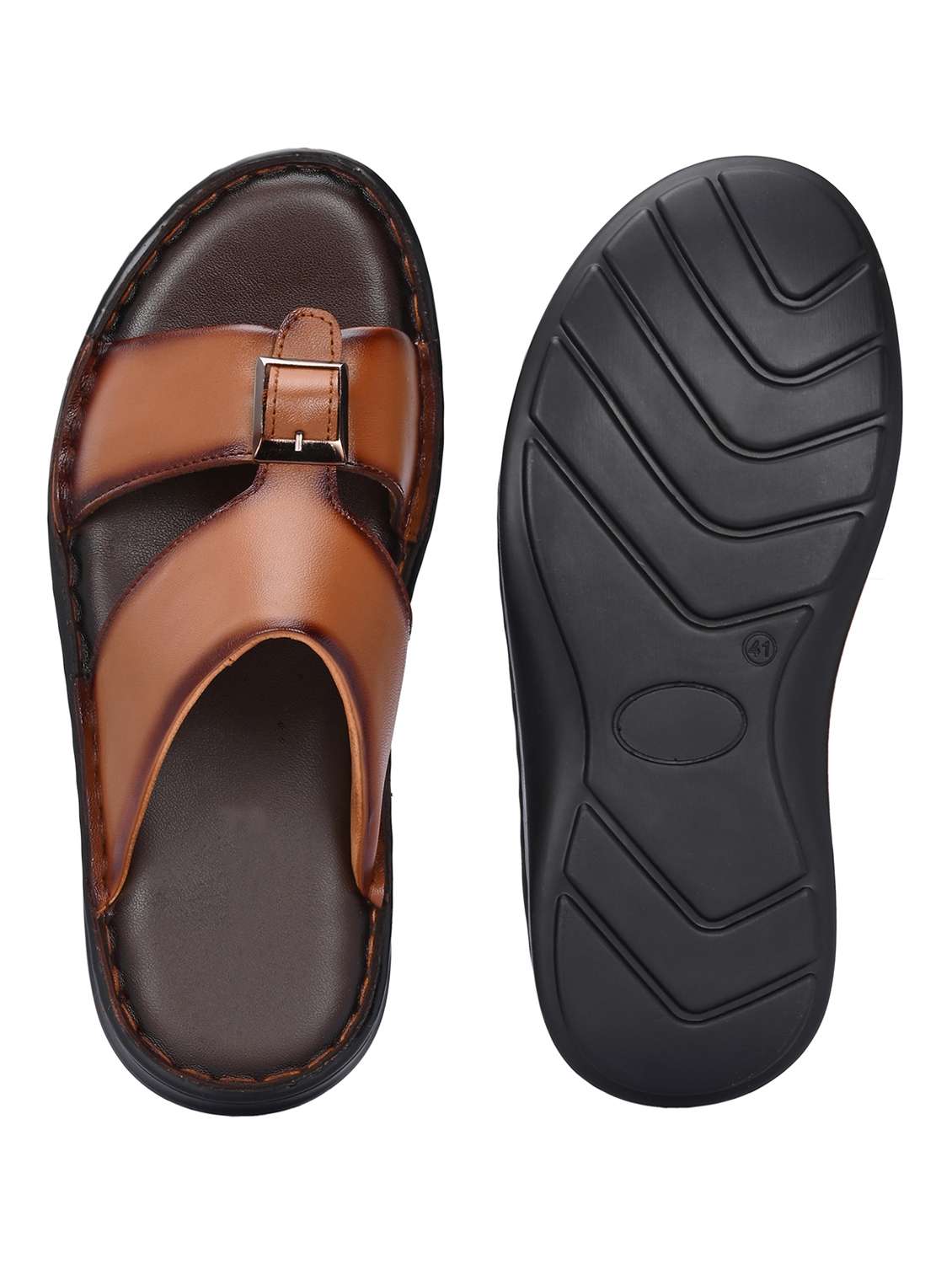 tan leatherette slip on slippers - 21494940 -  Standard Image - 2