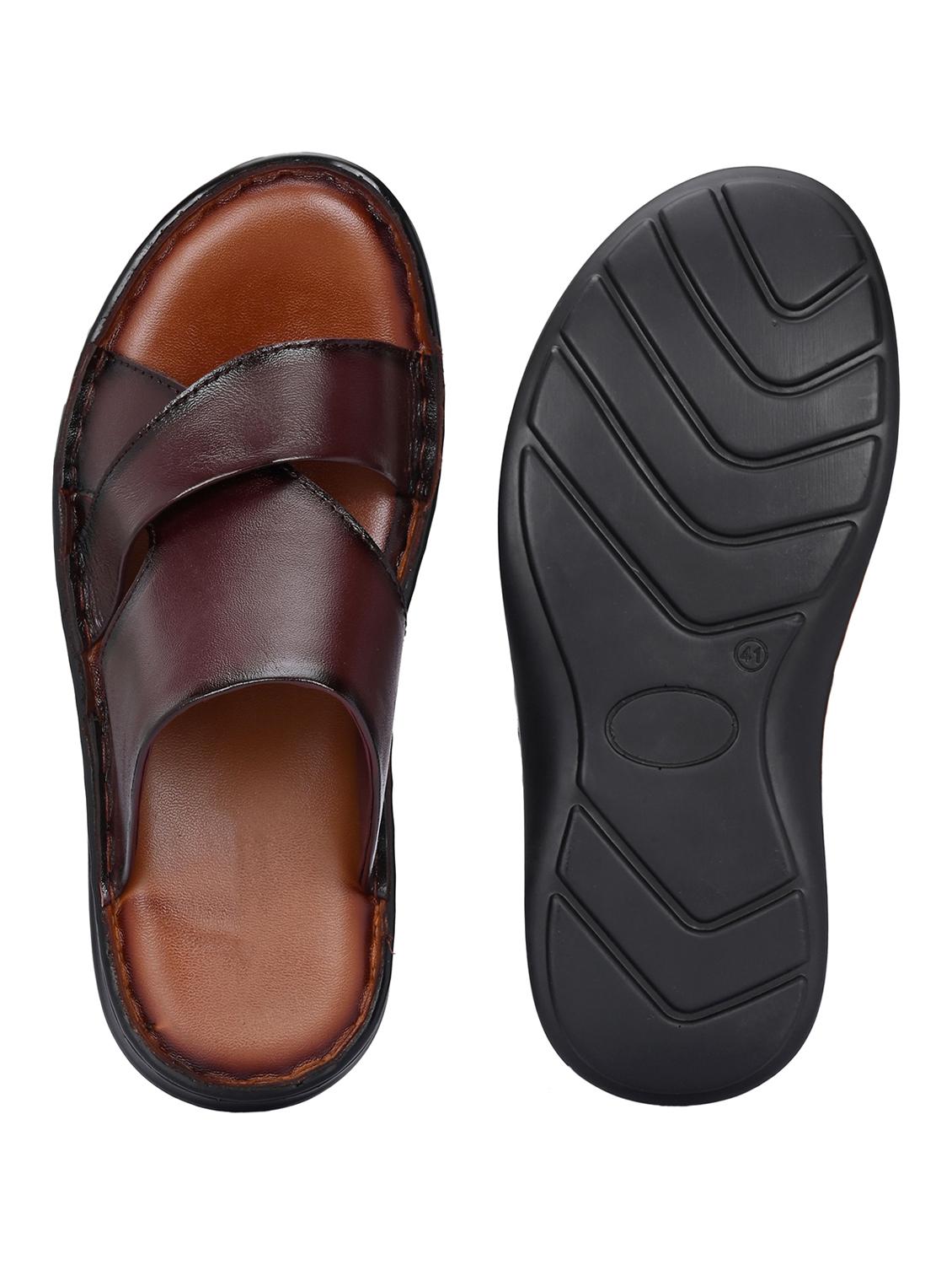 men brown slip on sandal - 21494945 - Standard Image - 2