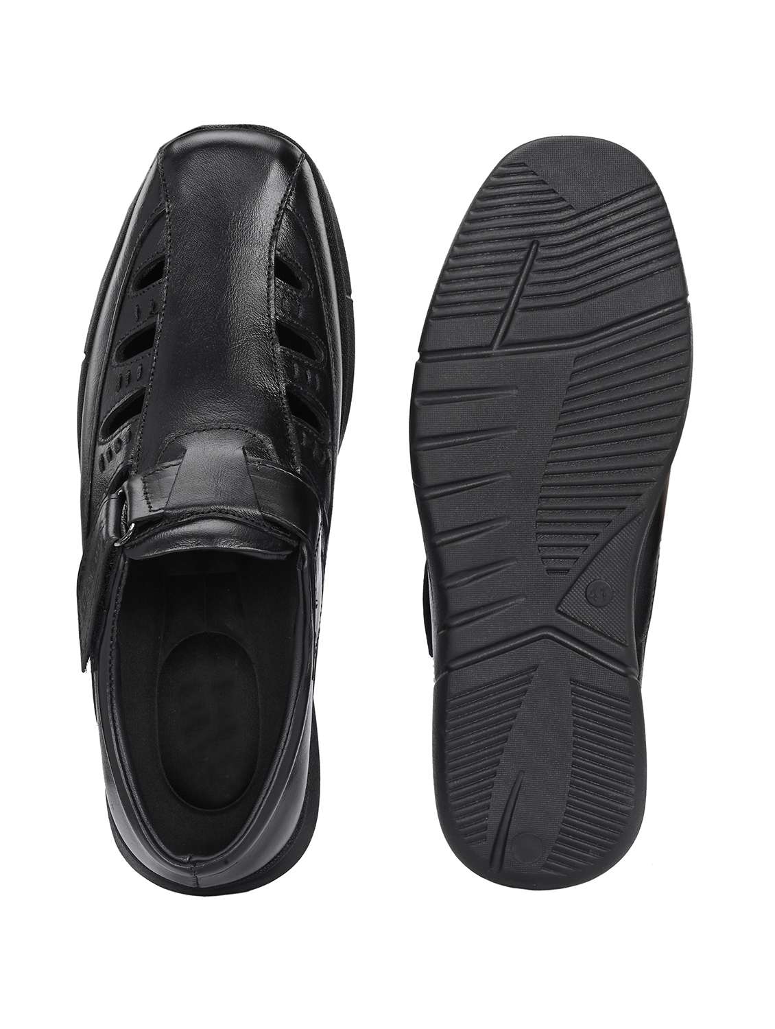 black leather slip on sandals - 21494952 -  Standard Image - 2