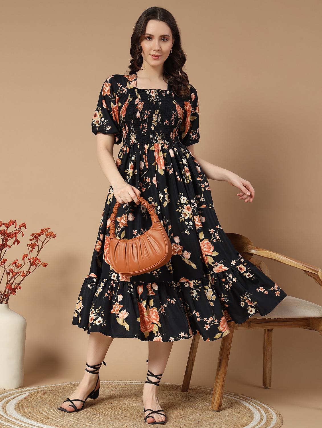 women black crepe fit and flare dress - 21495046 -  Zoom Image - 0