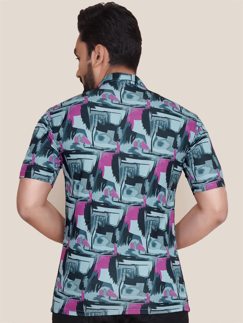 men printed short sleeve casual shirt - 21495053 - Standard Image - 2