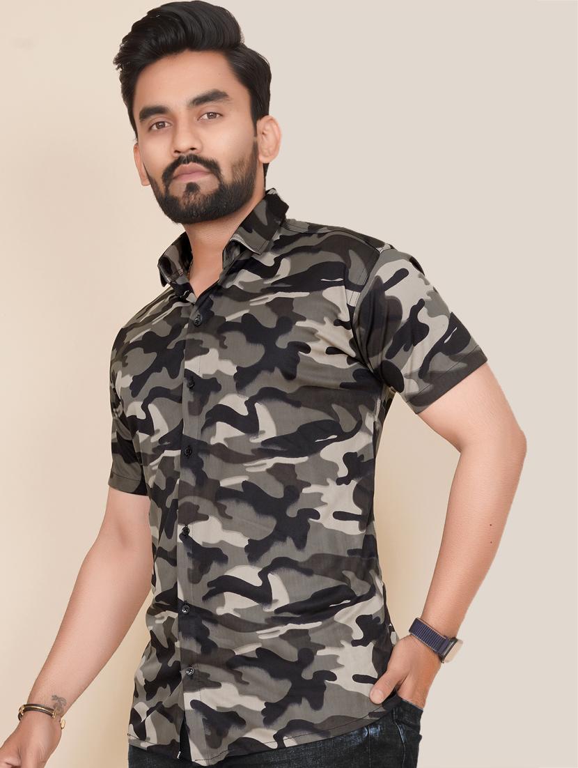 men camouflage short sleeve casual shirt - 21495060 - Standard Image - 2