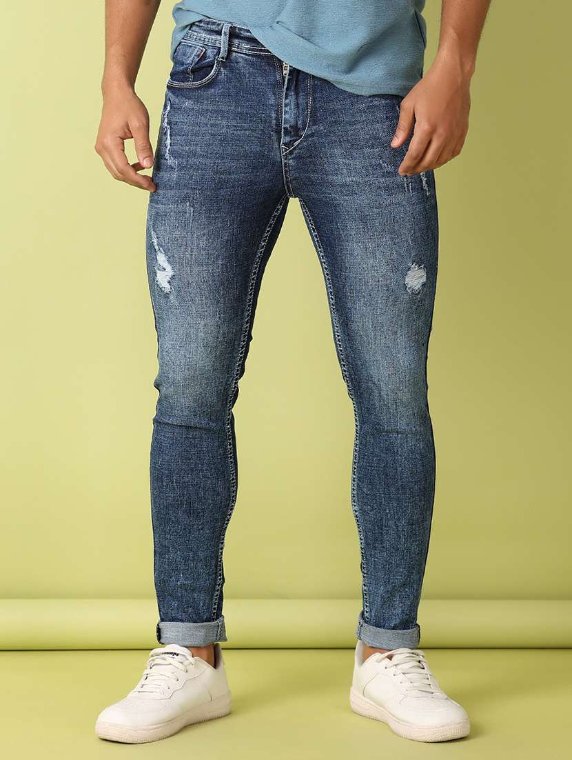 men mid rise distressed jeans