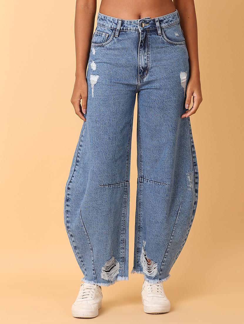 women solid mid rise baggy jean - 21495234 -  Zoom Image - 0