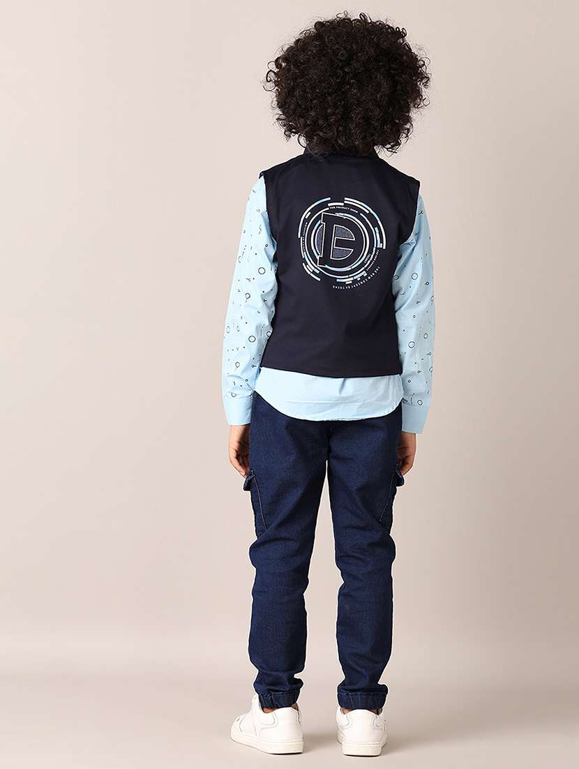 boys printed long sleeves shirt & jeans set - 21495273 -  Standard Image - 2