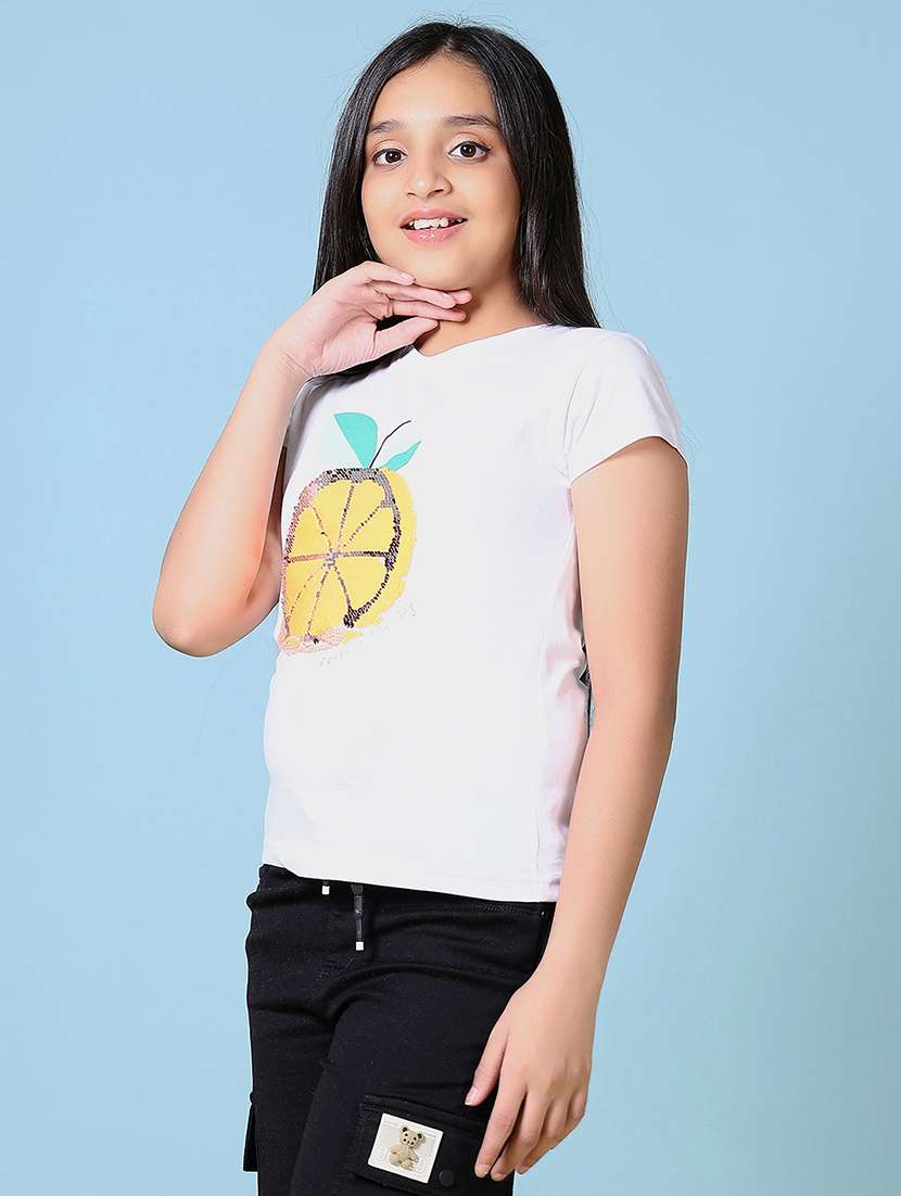girls front print cotton tee - 21495322 - Standard Image - 2