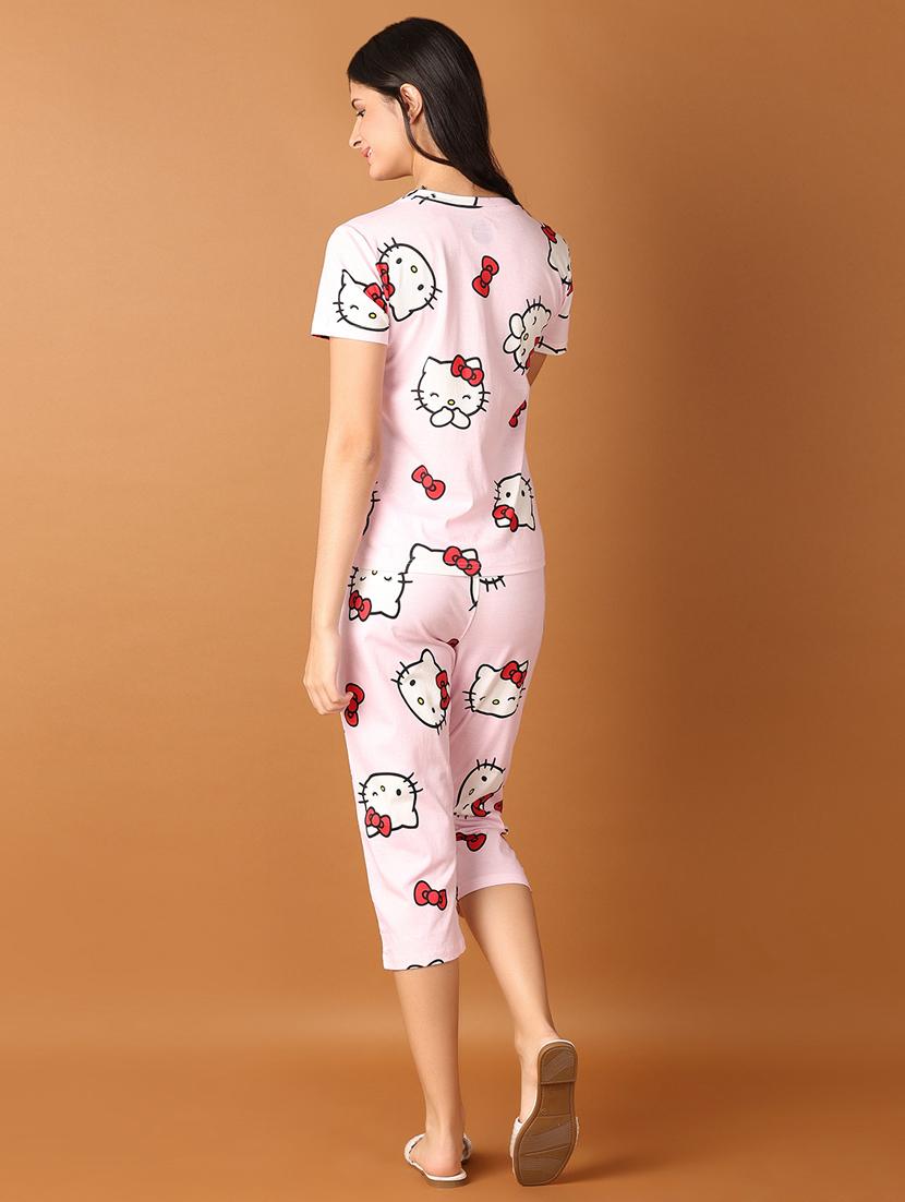 women printed round neck top & capri set - 21495380 - Standard Image - 2