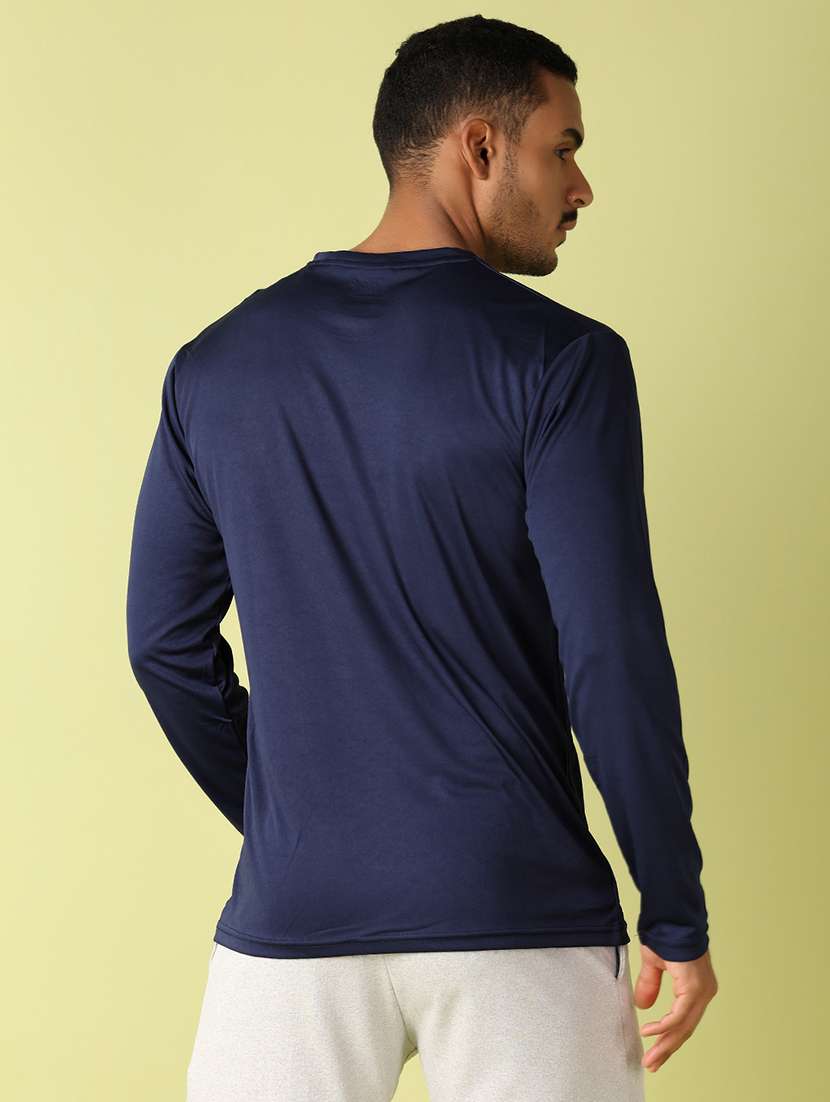 men navy blue solid long sleeve t-shirt - 21495446 -  Standard Image - 2