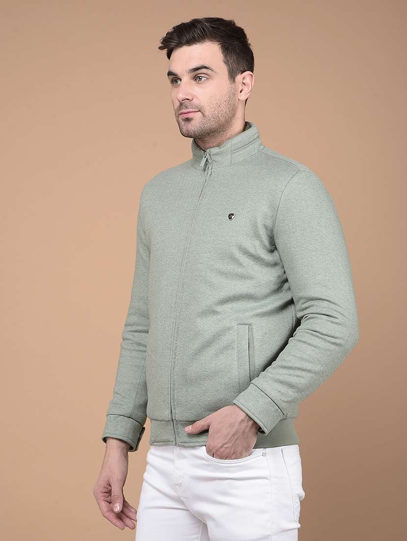 men green solid casual jacket