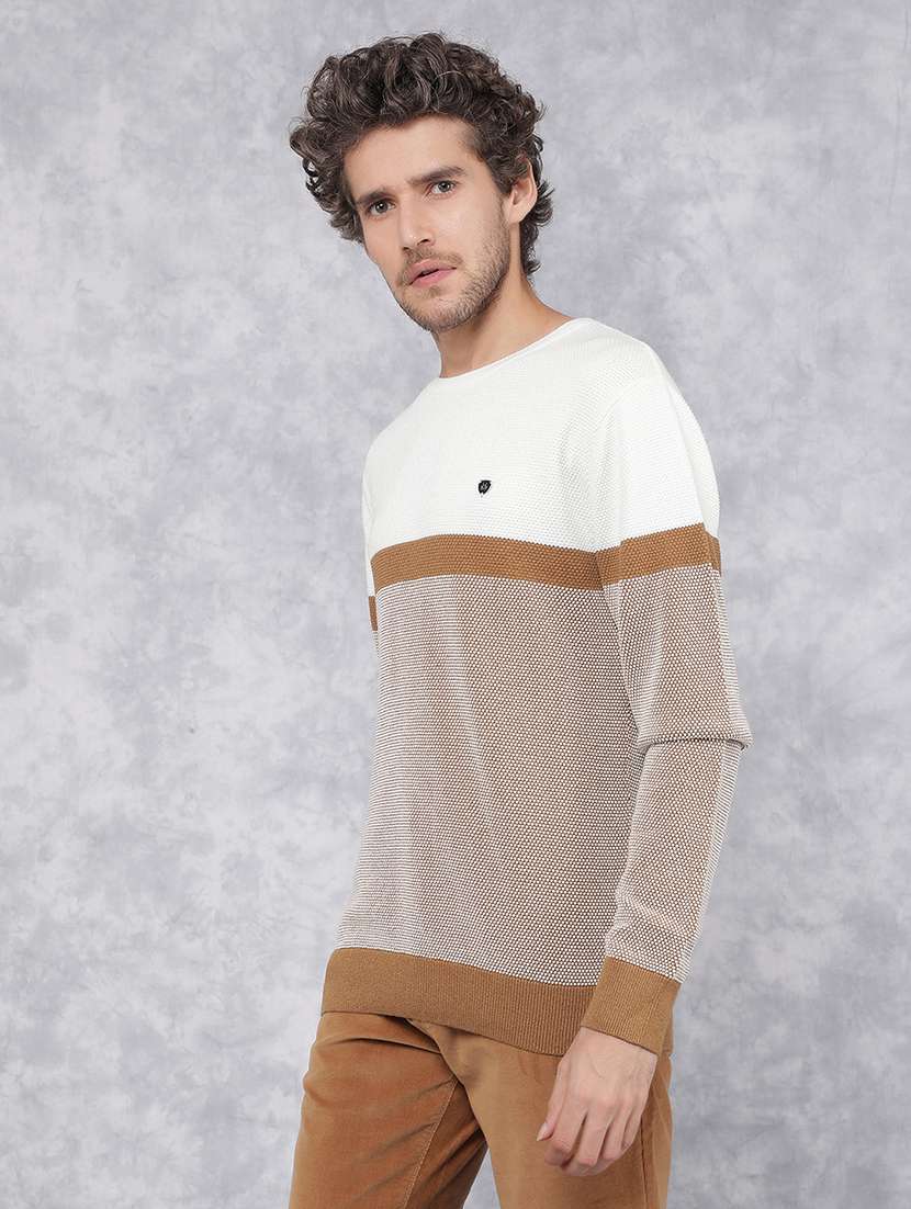 men brown cotton pullover