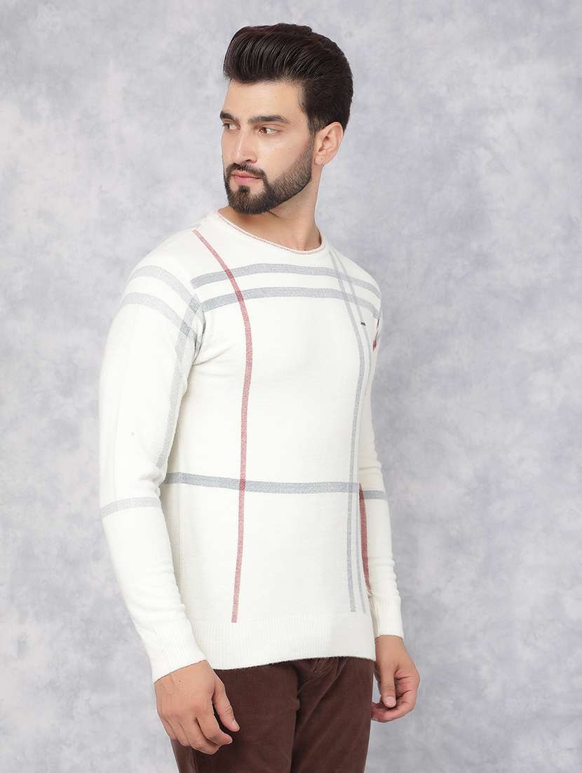 Men White Printed Cotton Pullover - 21495827 -  Standard Image - 2