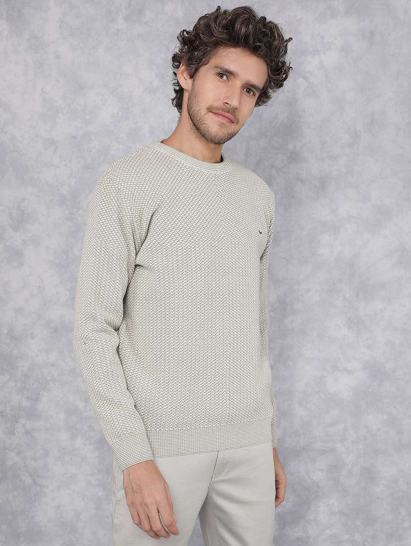 Men Green Self Design Polyester Pullover - 21495828 -  Standard Image - 2