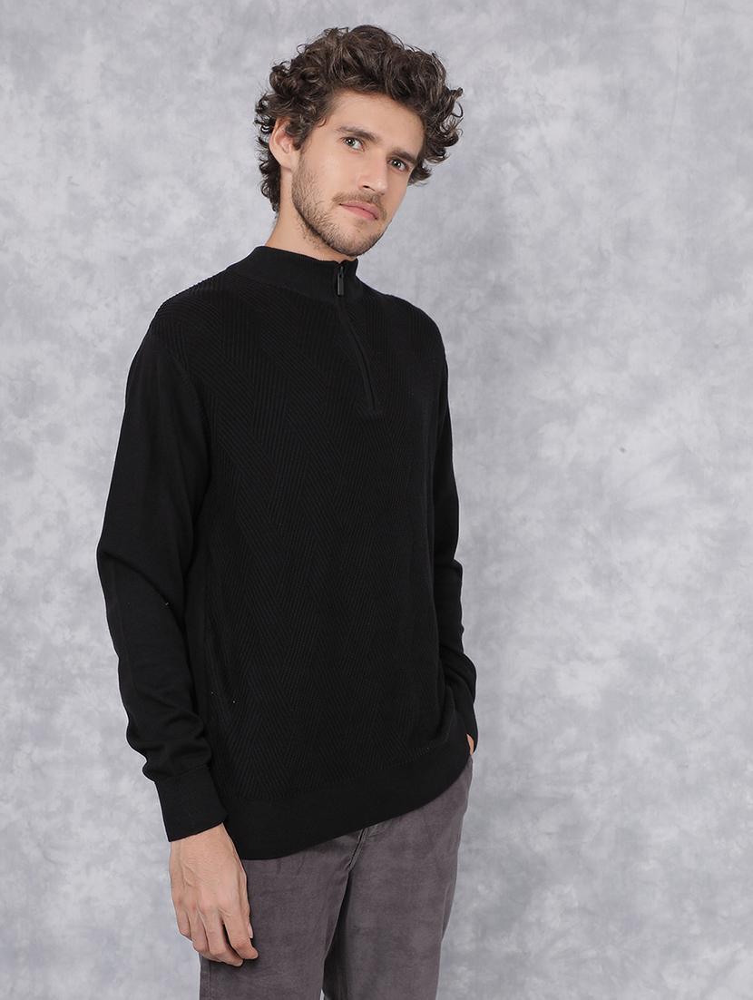 men self design mock neck pullover - 21495831 - Standard Image - 2