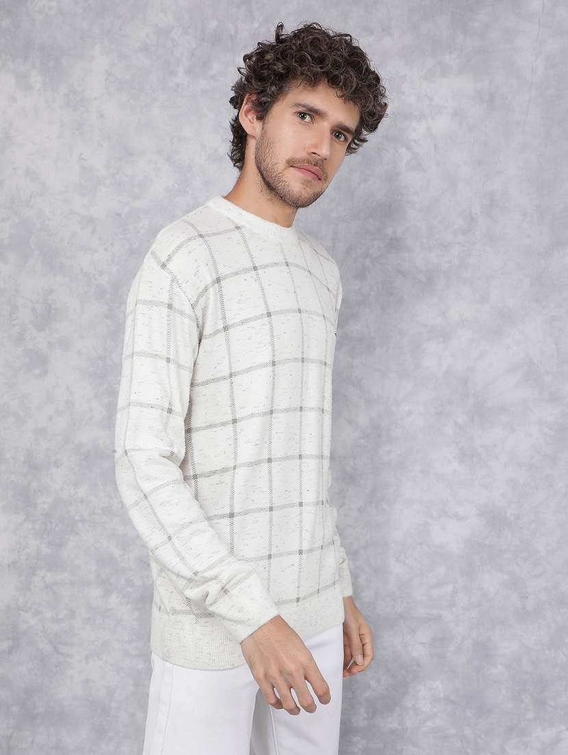 men checkered long sleeve pullover