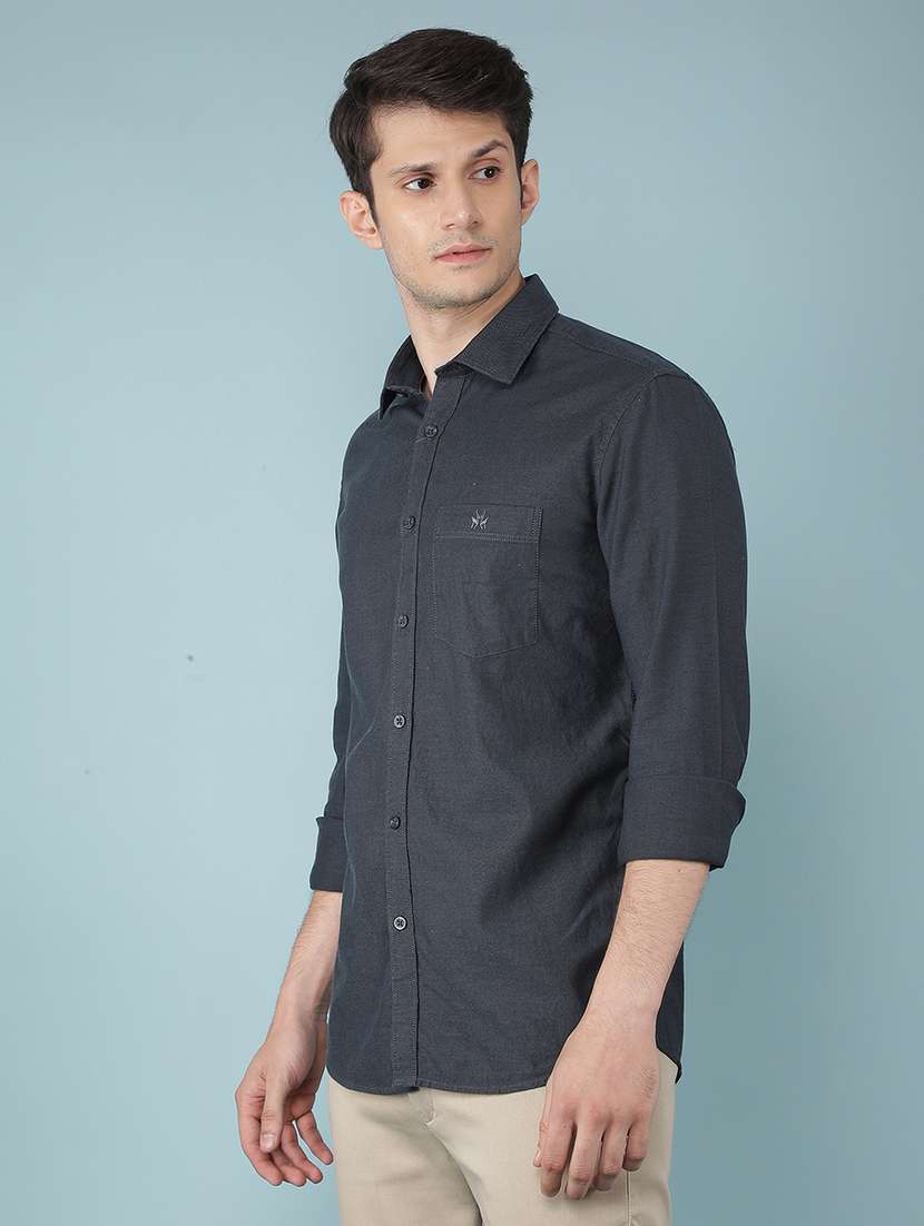 men long sleeve solid casual shirt