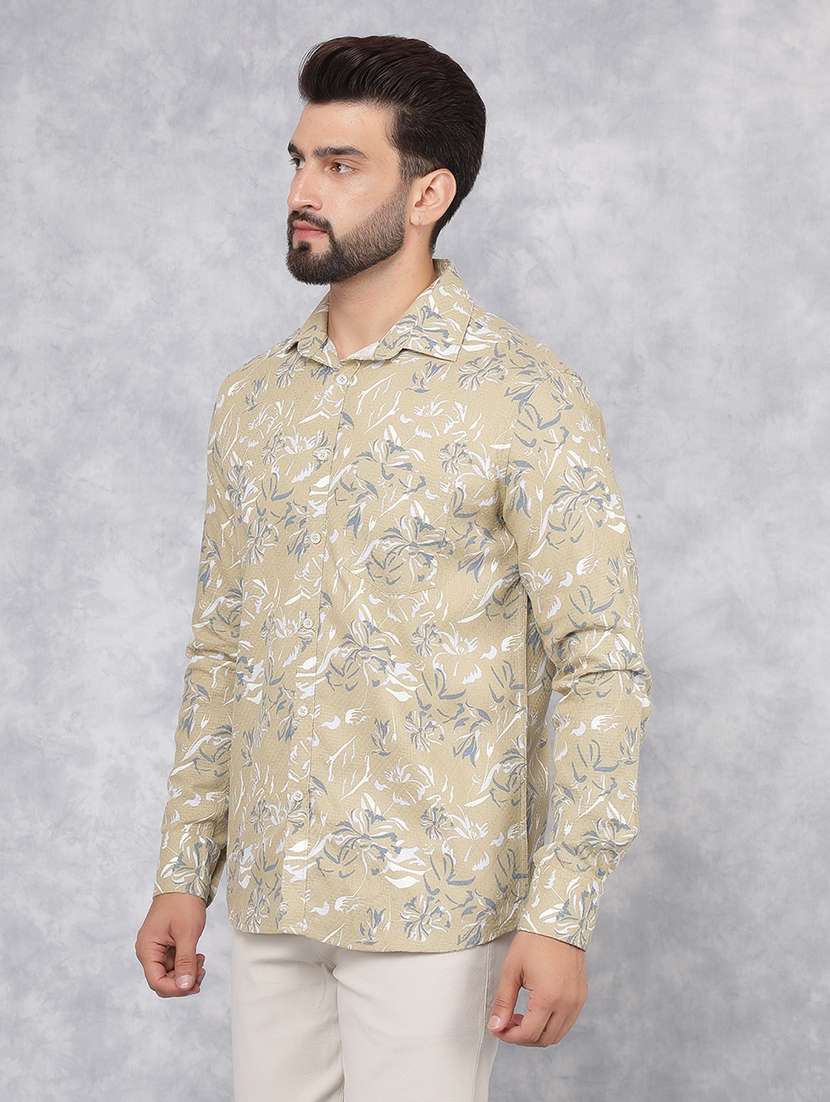 men long sleeve printed casual shirt