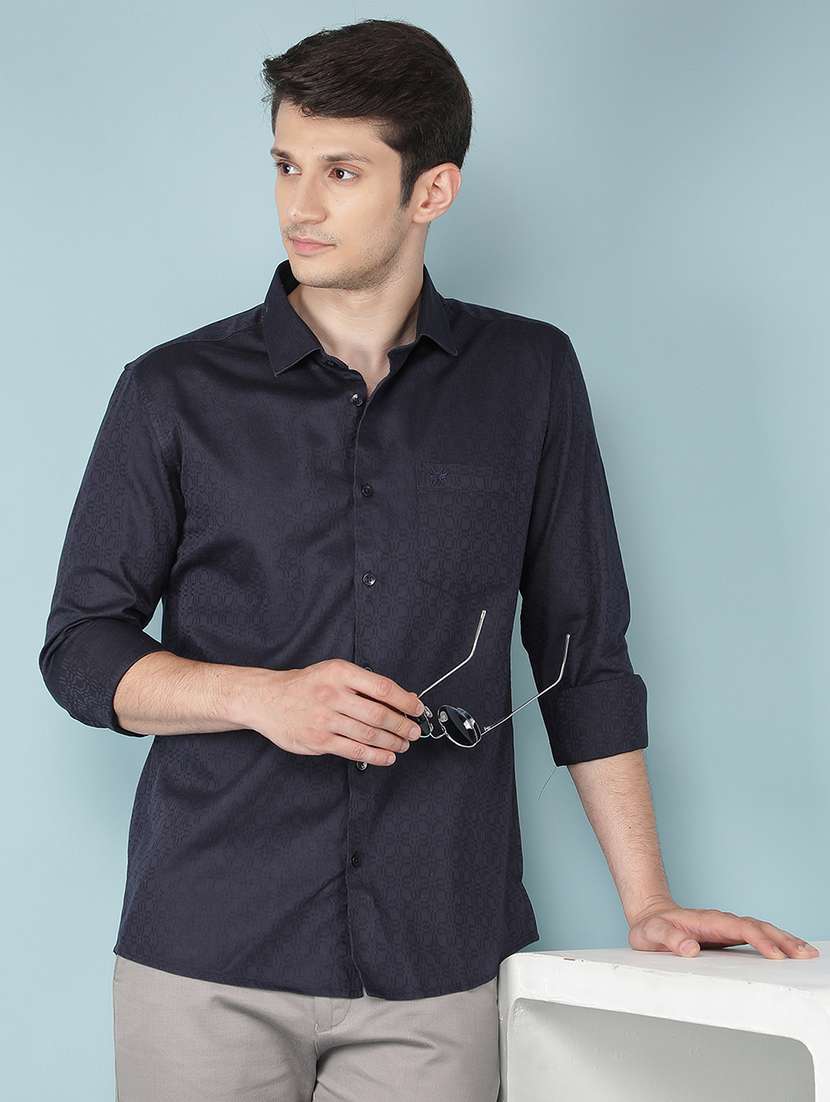 men self design long sleeve casual shirt