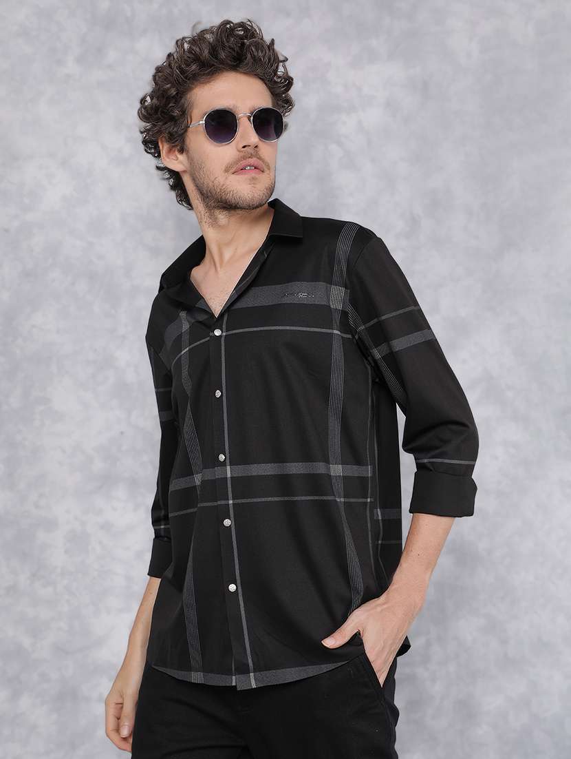 men long sleeve checkered casual shirt - 21495923 -  Standard Image - 2