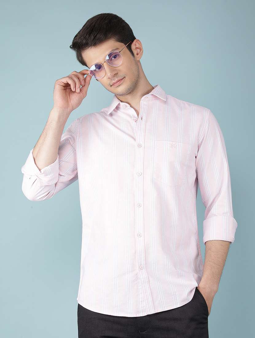 men stripe long sleeve casual shirt