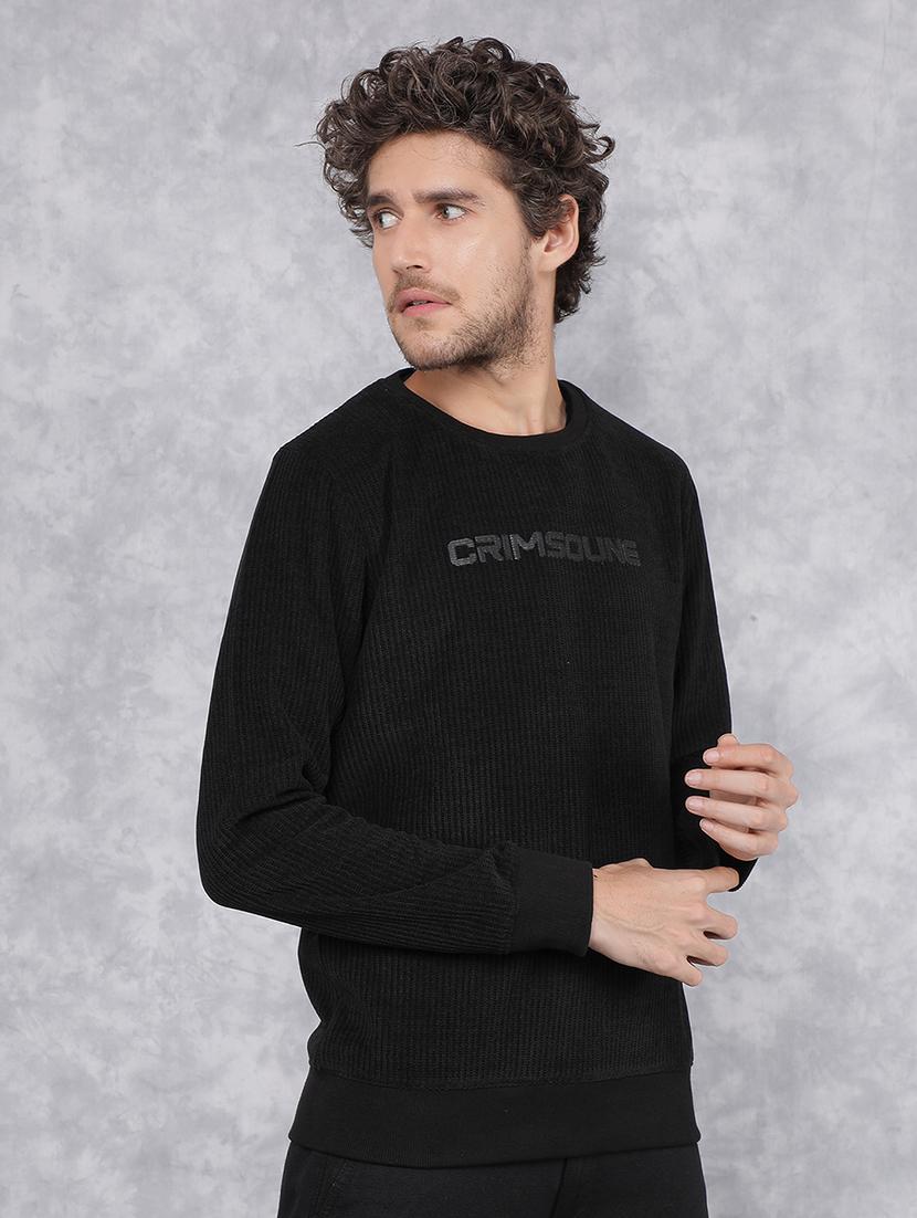 men black polyester chest print sweatshirt - 21495942 - Standard Image - 2