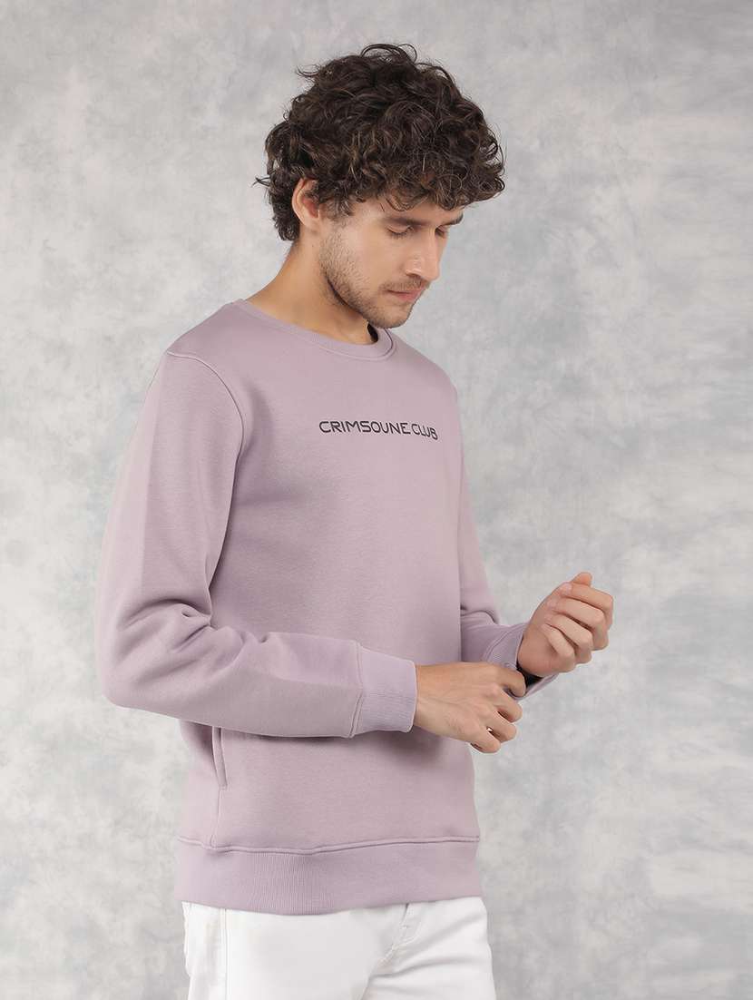 men purple cotton blend chest print sweatshirt - 21495956 -  Standard Image - 2