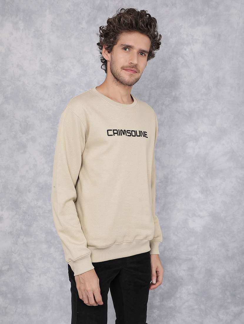 men beige polycotton chest print sweatshirt - 21495967 -  Standard Image - 2