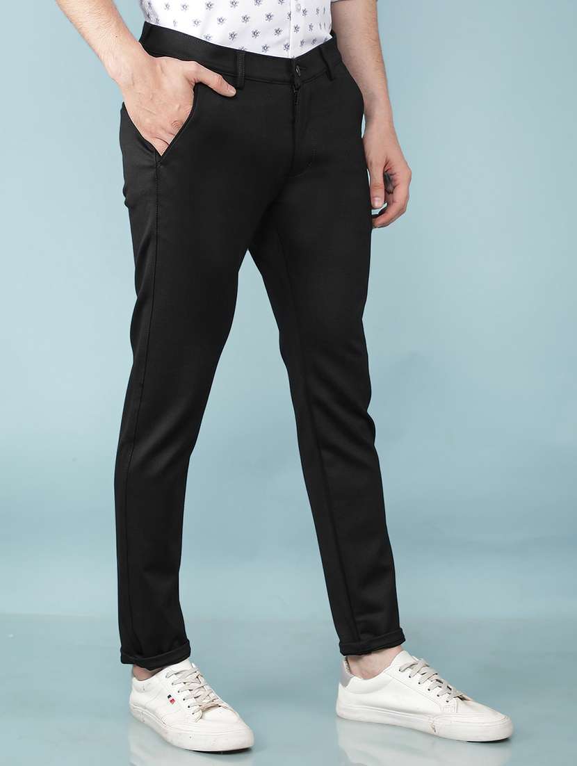 men mid rise solid chinos trouser - 21495991 -  Standard Image - 2