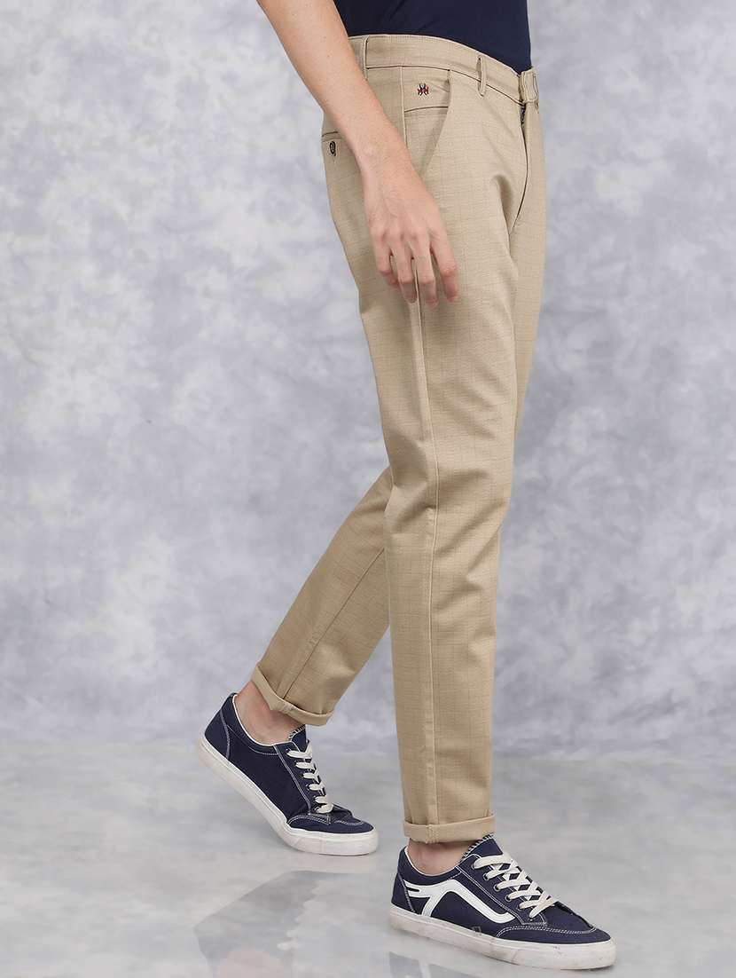 men mid rise checkered chino trouser - 21496012 -  Standard Image - 2
