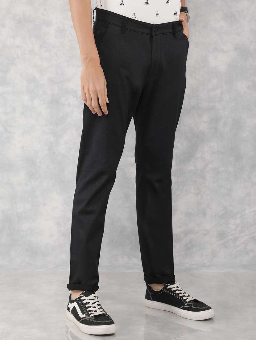 men mid rise solid chinos trouser - 21496020 - Standard Image - 2