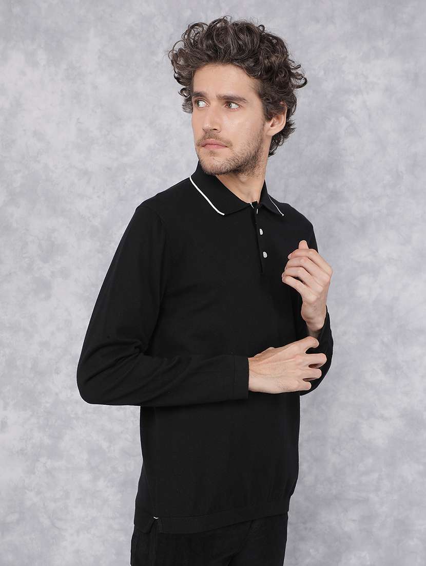 men polo neck plain t-shirt - 21496034 - Standard Image - 2