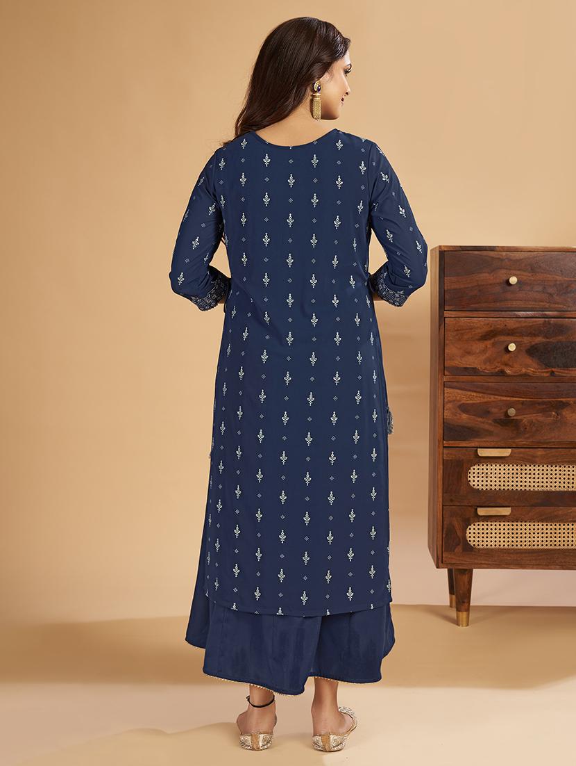 women three quarter sleeve a-line kurta - 21496410 - Standard Image - 2