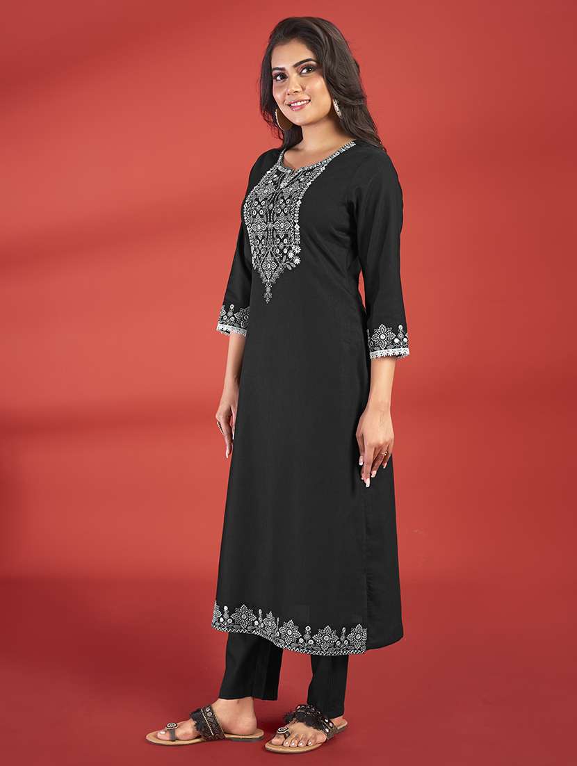 women black kurta pant set - 21496425 - Standard Image - 2