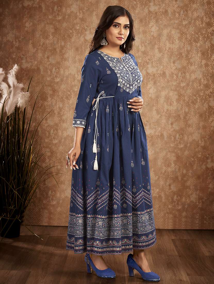 women printed a-line ethnic dress - 21496449 - Standard Image - 2