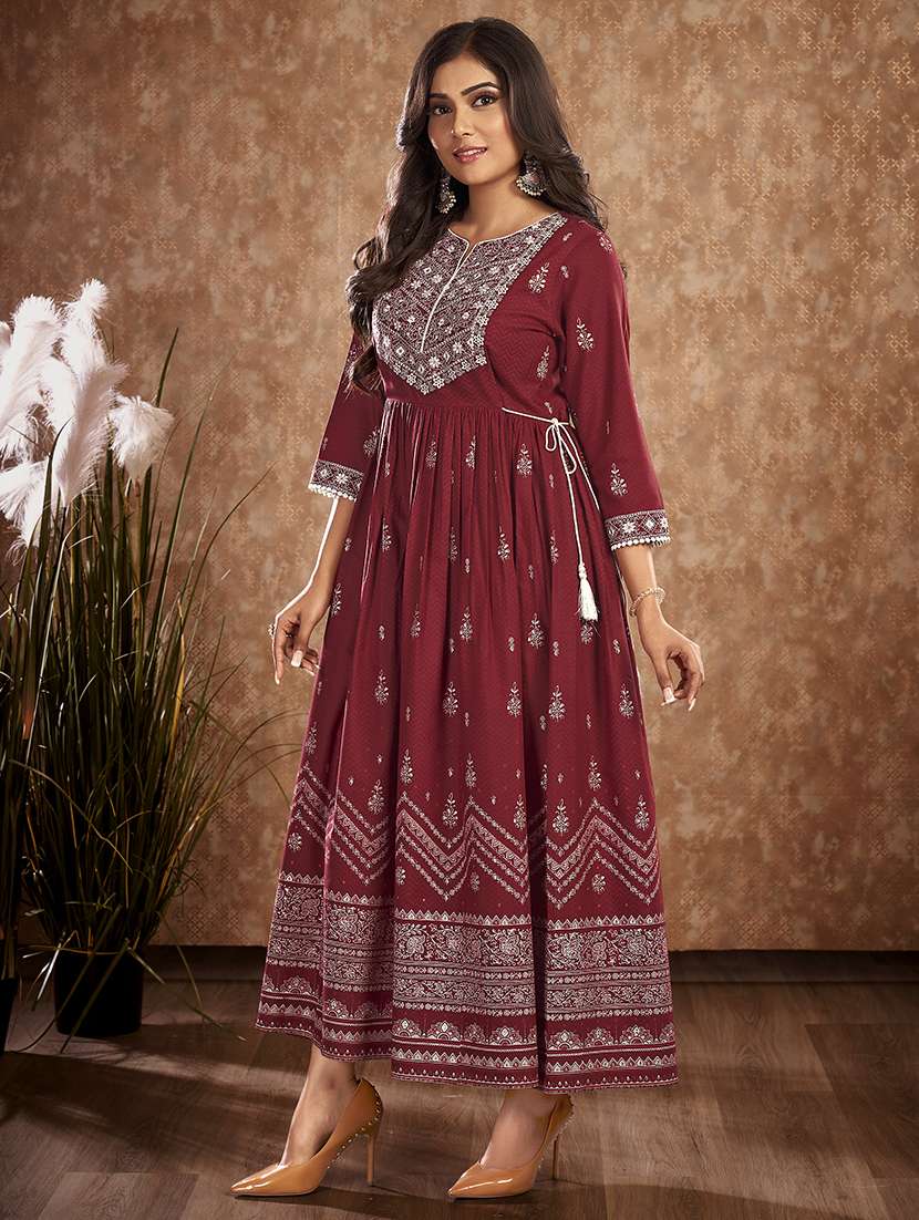 women printed a-line ethnic dress - 21496451 - Standard Image - 2
