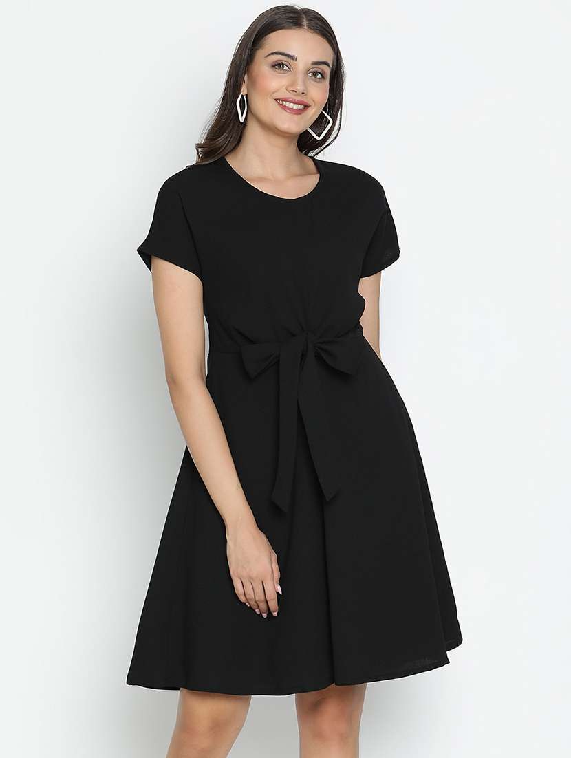 black solidfit & flare dress
