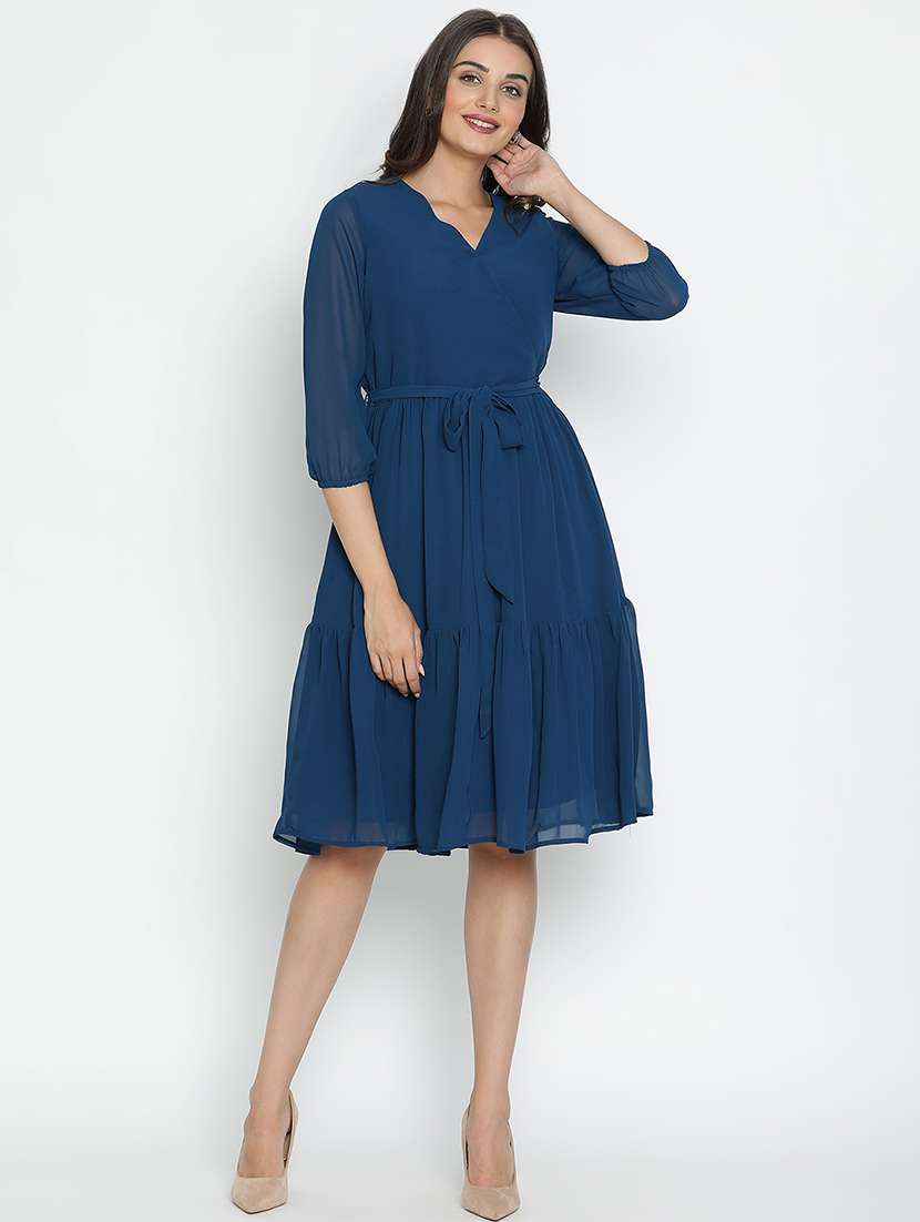 women blue polyester tiered dress - 21496468 - Zoom Image - 0