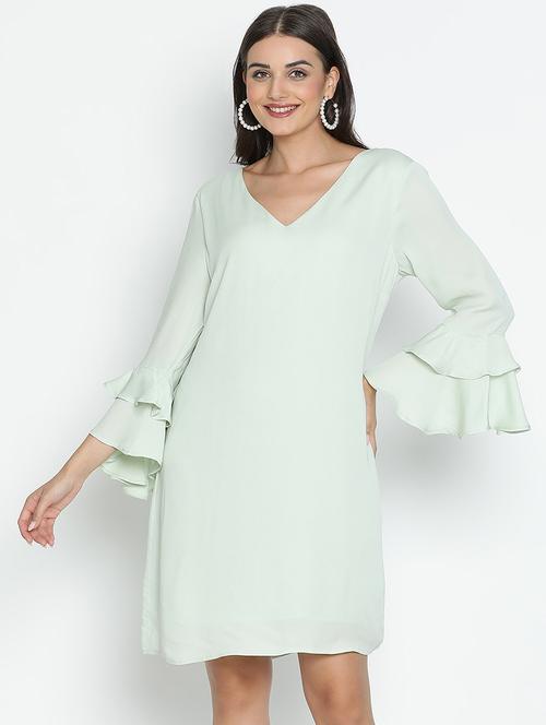 women sea green polyester a-line dress - 21496477 -  Standard Image - 0