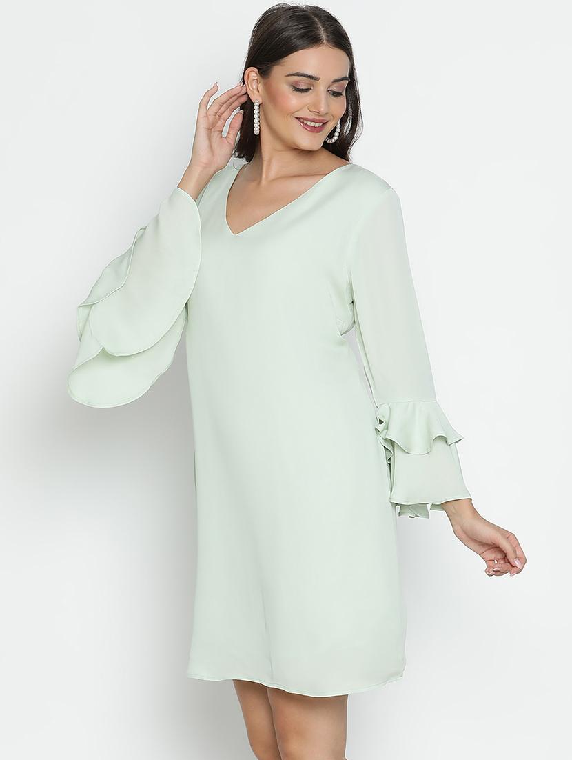 women sea green polyester a-line dress - 21496477 - Standard Image - 2
