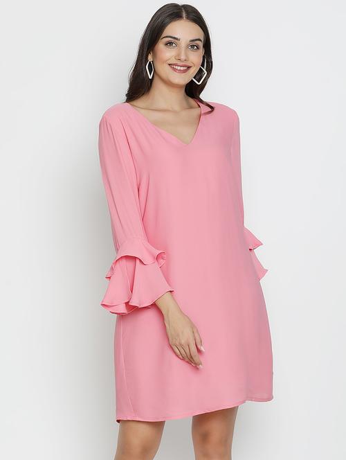women pink polyester a-line dress - 21496484 - Standard Image - 0