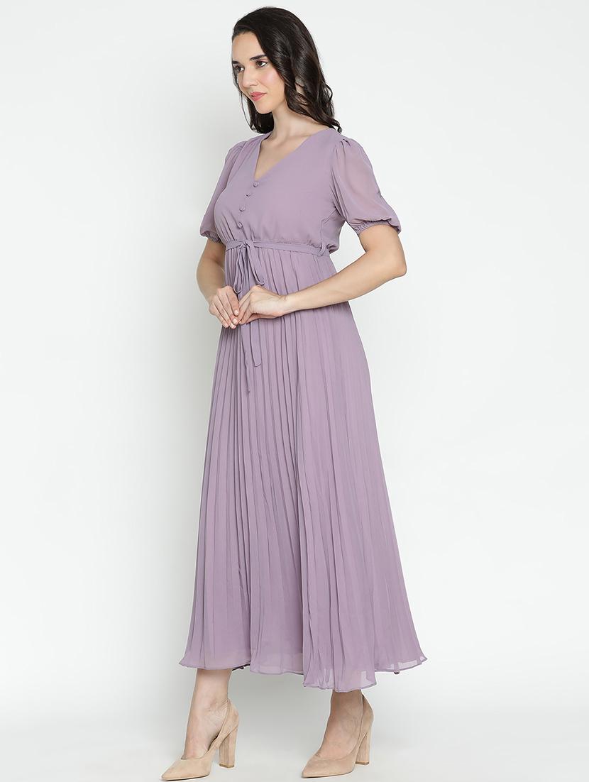 women purple polyester fit & flare dress - 21496487 - Standard Image - 2