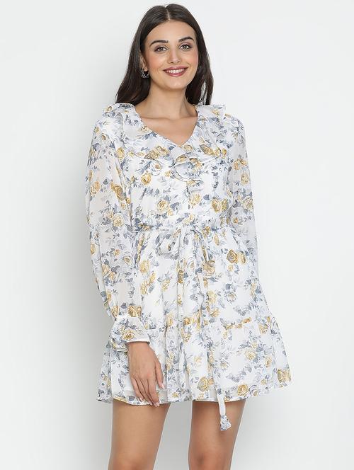 white floral printed fit & flare dress - 21496494 -  Standard Image - 0