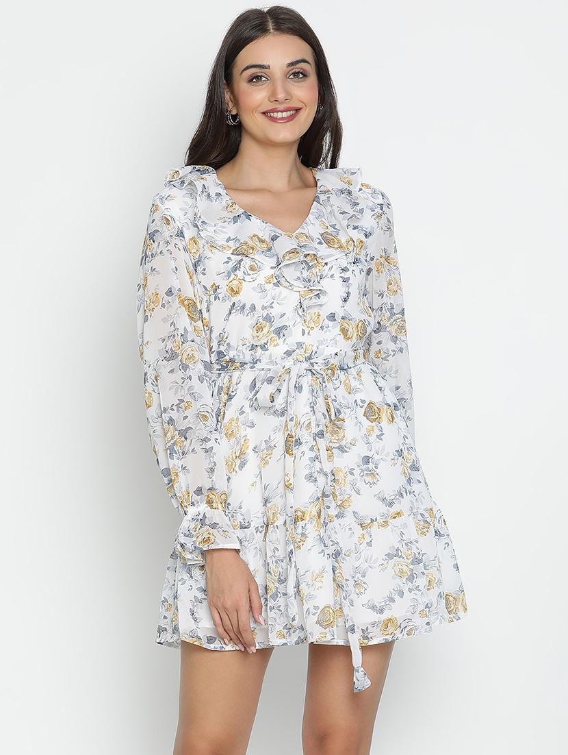 white floral printed fit & flare dress - 21496494 -  Zoom Image - 0